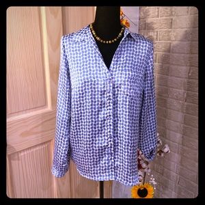🔵 The Limited Blue White Checkered Blouse Size M